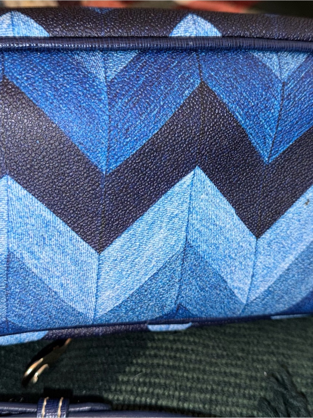Dooney & Bourke Navy and Light Blue Chevron Satchel - Picture 8 of 10